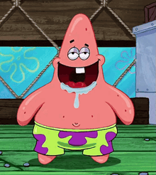 Animated Patrick Star looking dazed and drooling
