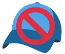 A blue cap crossed out by a red prohibition symbol